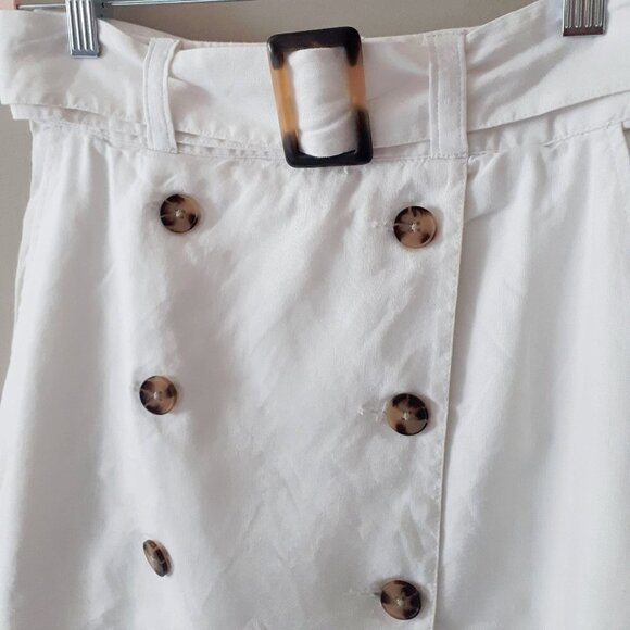 NWT Club Monaco white belted double breasted linen blend pencil skirt, 0 - Picture 9 of 9